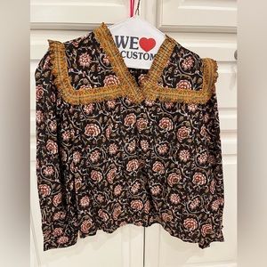 Never worn anthropology top! Striking details and colors